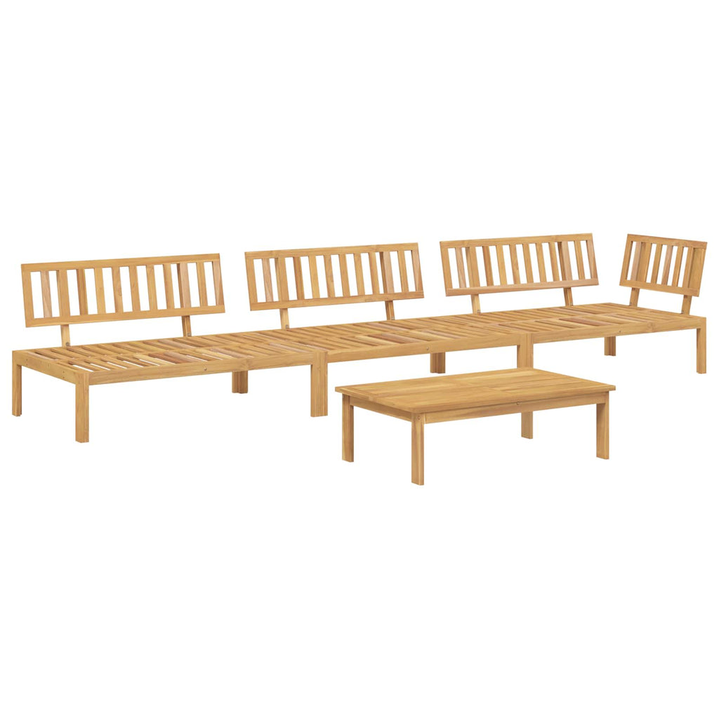 Sofa Set mit Kissen Uni 4 pcs Grau Massivholz Akazie