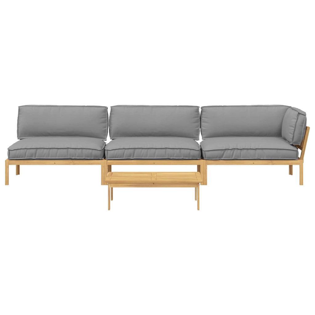 Sofa Set mit Kissen Uni 4 pcs Grau Massivholz Akazie