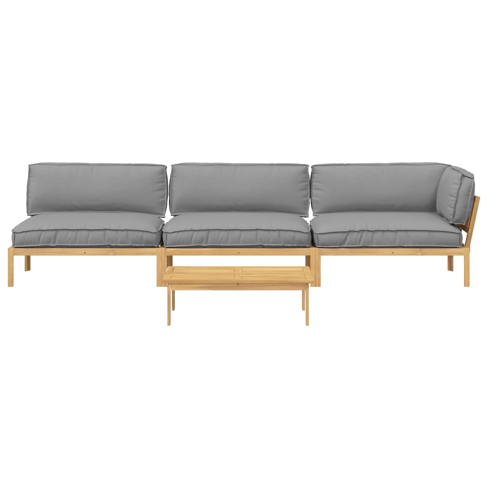 Sofa Set mit Kissen Uni 4 pcs Grau Massivholz Akazie