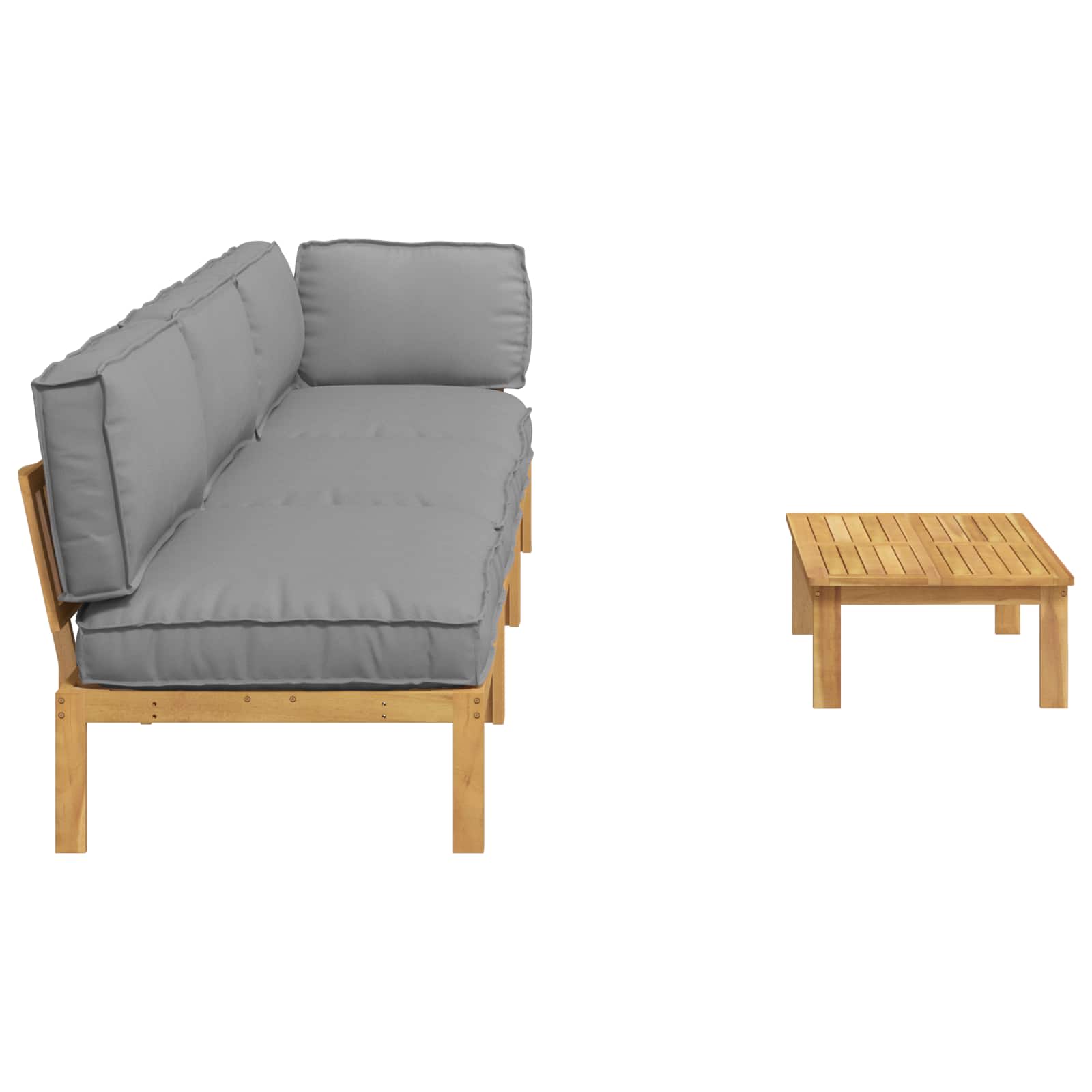 Sofa Set mit Kissen Uni 4 pcs Grau Massivholz Akazie