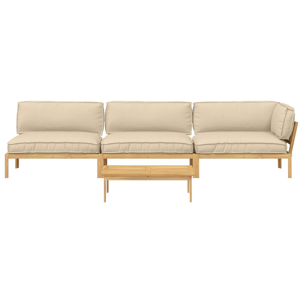 Sofa Set mit Kissen Uni 4 pcs Beige Massivholz Akazie