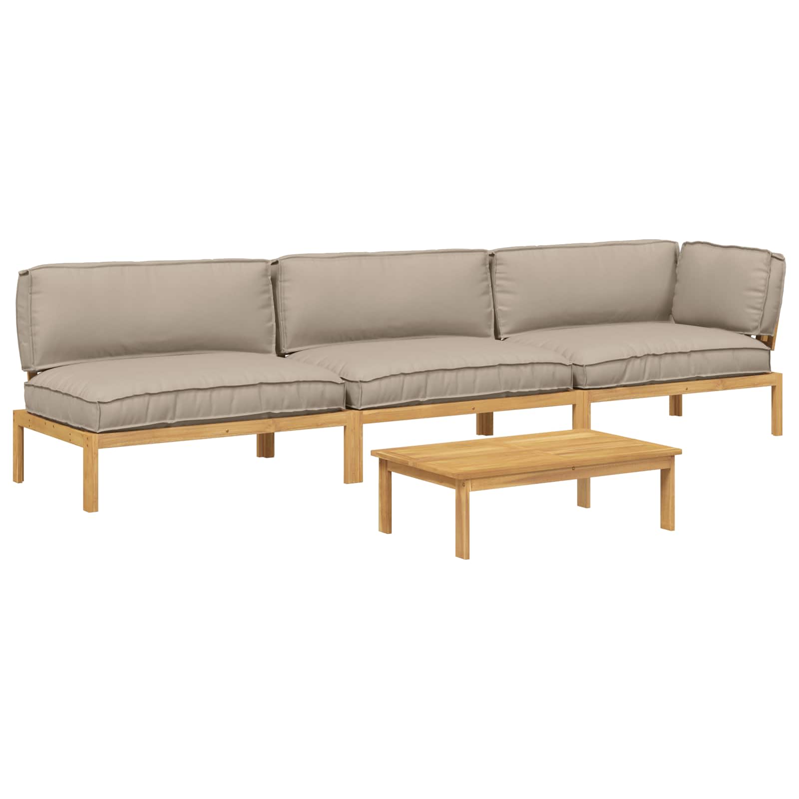 Sofa Set mit Kissen Uni 4 pcs Taupe Massivholz Akazie