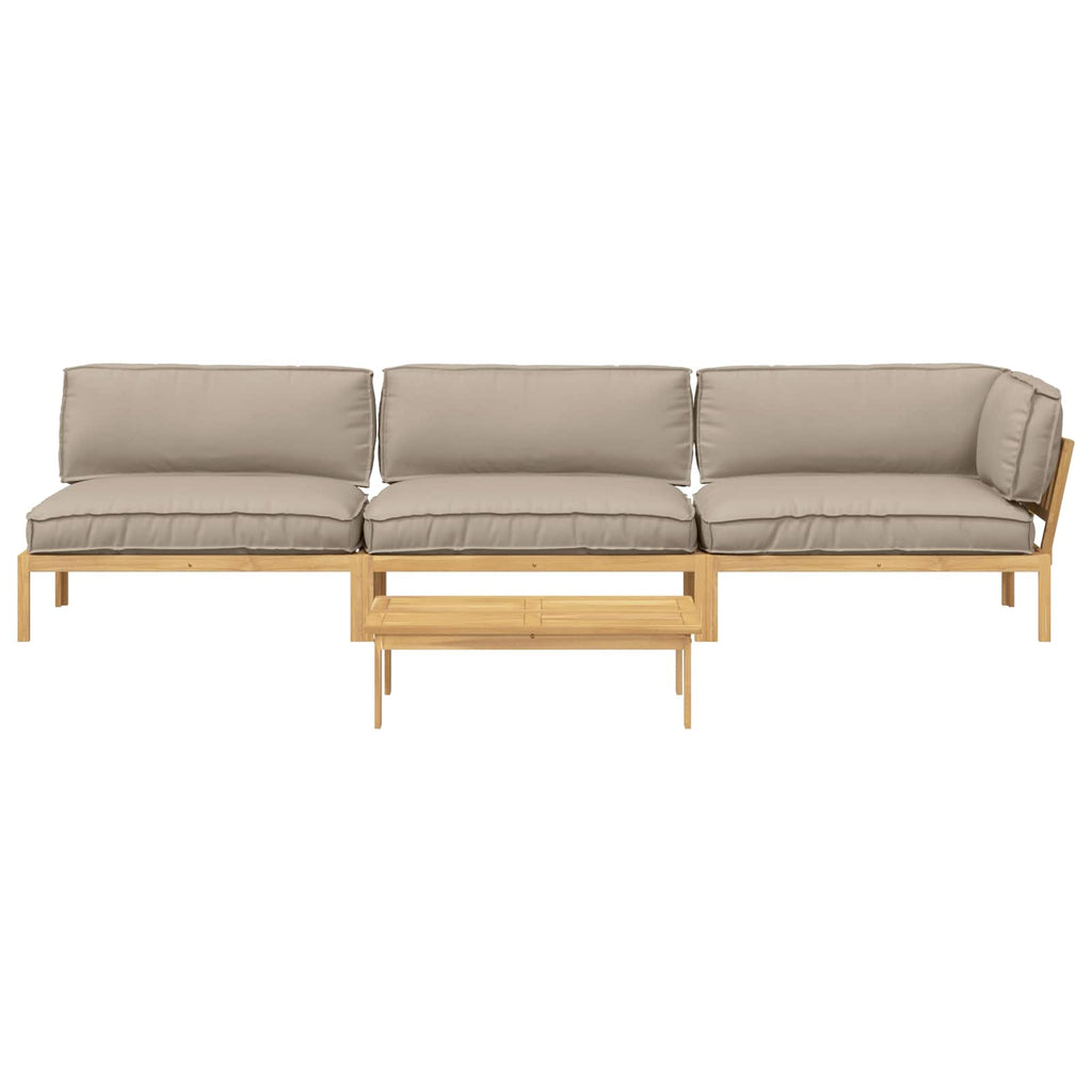 Sofa Set mit Kissen Uni 4 pcs Taupe Massivholz Akazie