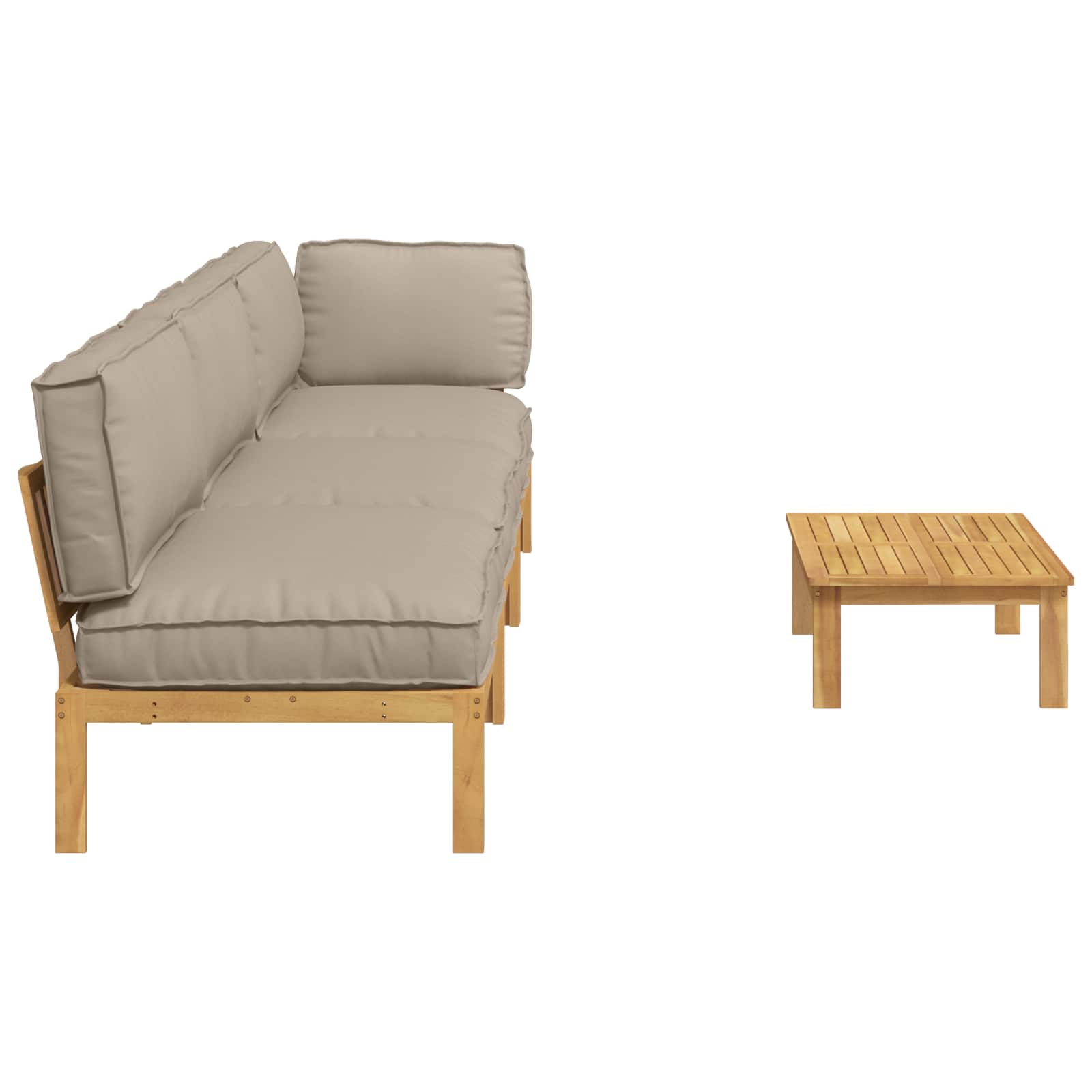 Sofa Set mit Kissen Uni 4 pcs Taupe Massivholz Akazie