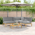 Sofa Set mit Kissen Uni 4 pcs Grau Massivholz Akazie