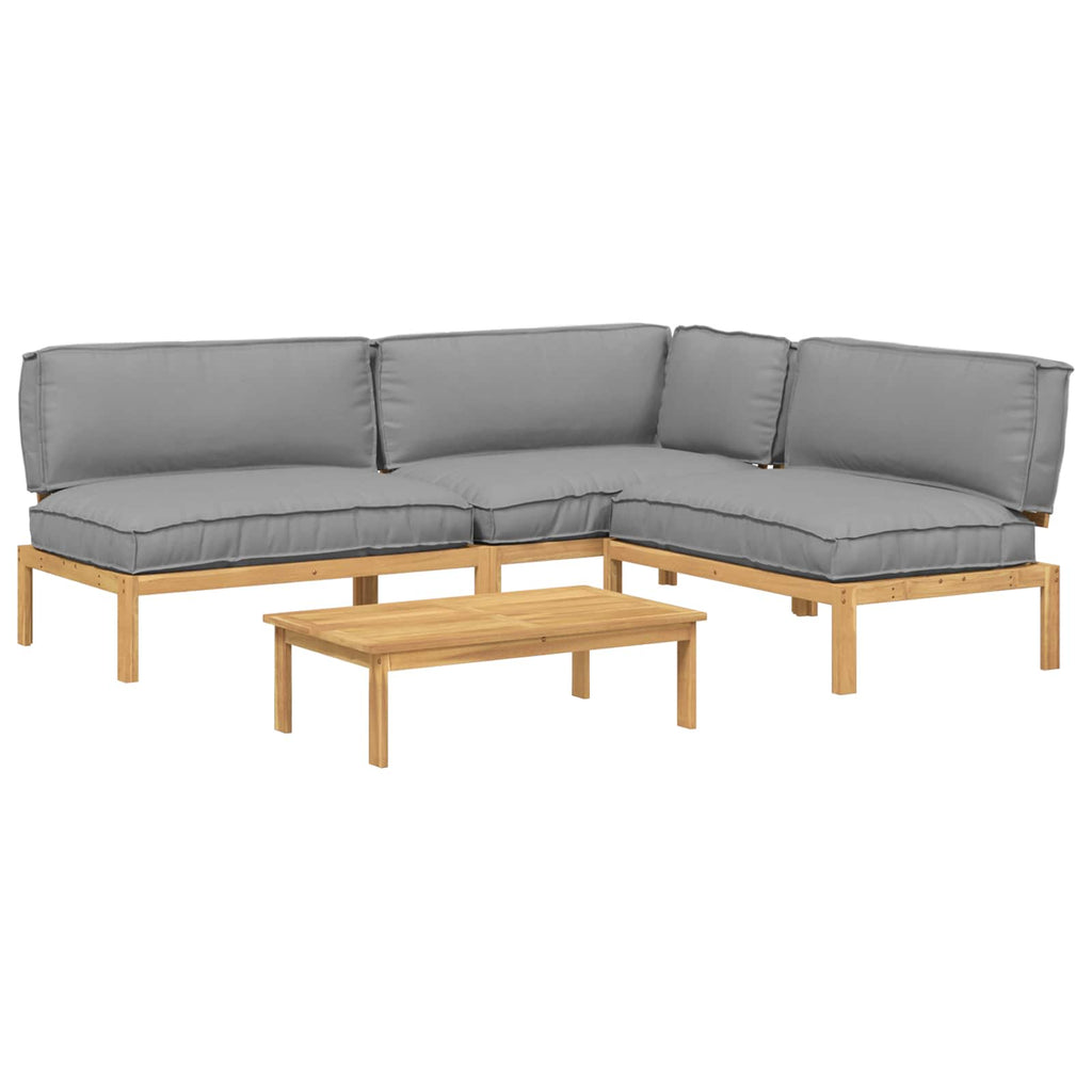 Sofa Set mit Kissen Uni 4 pcs Grau Massivholz Akazie