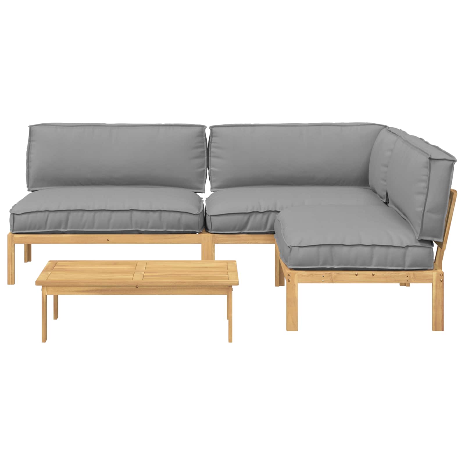 Sofa Set mit Kissen Uni 4 pcs Grau Massivholz Akazie
