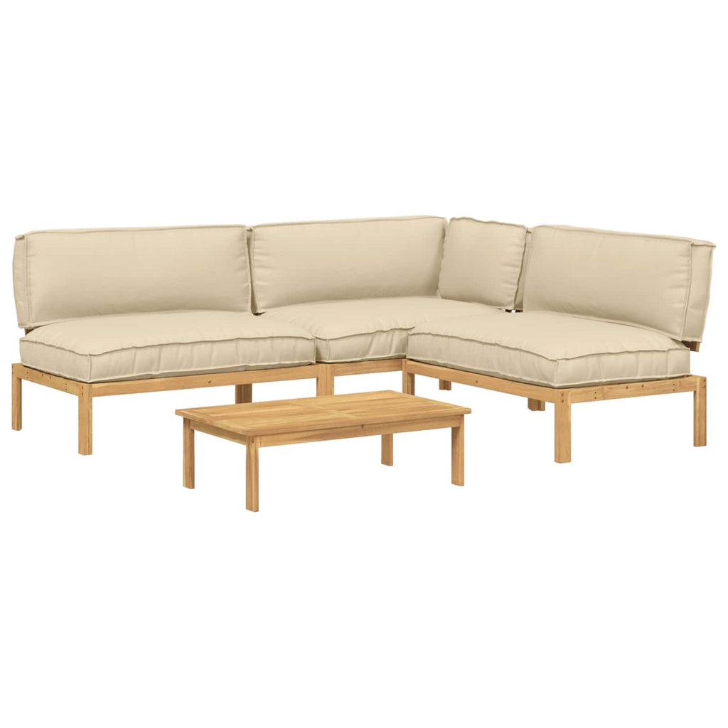 Sofa Set mit Kissen Uni 4 pcs Beige Massivholz Akazie