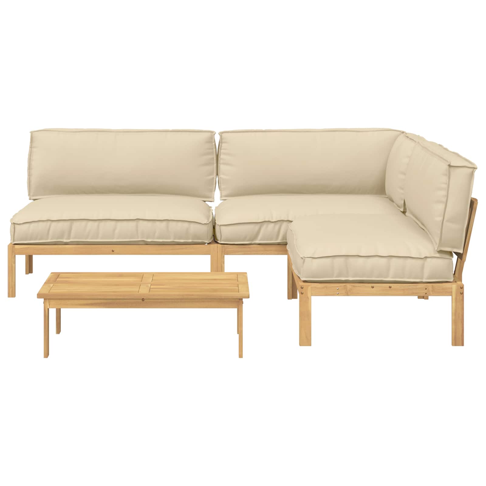 Sofa Set mit Kissen Uni 4 pcs Beige Massivholz Akazie