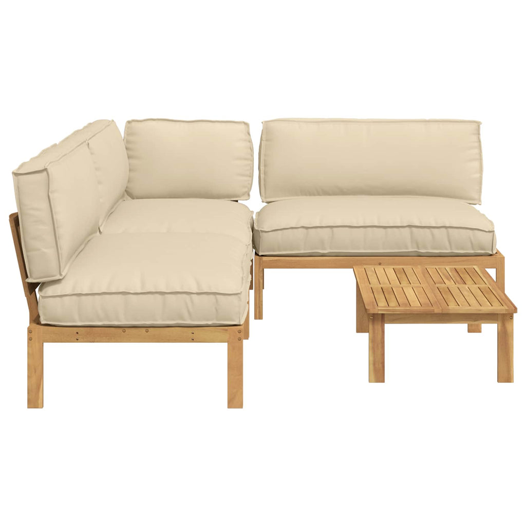 Sofa Set mit Kissen Uni 4 pcs Beige Massivholz Akazie
