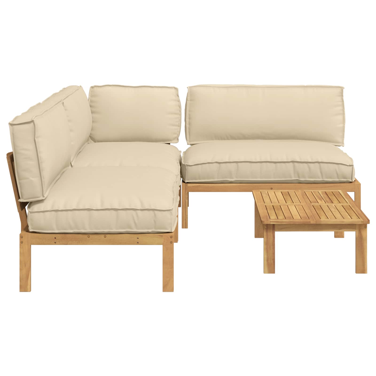 Sofa Set mit Kissen Uni 4 pcs Beige Massivholz Akazie
