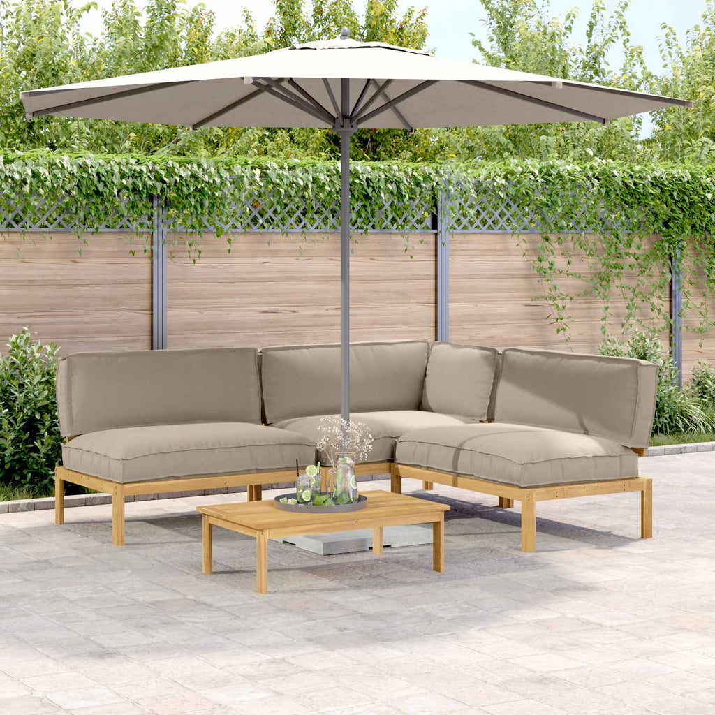 Sofa Set mit Kissen Uni 4 pcs Taupe Massivholz Akazie