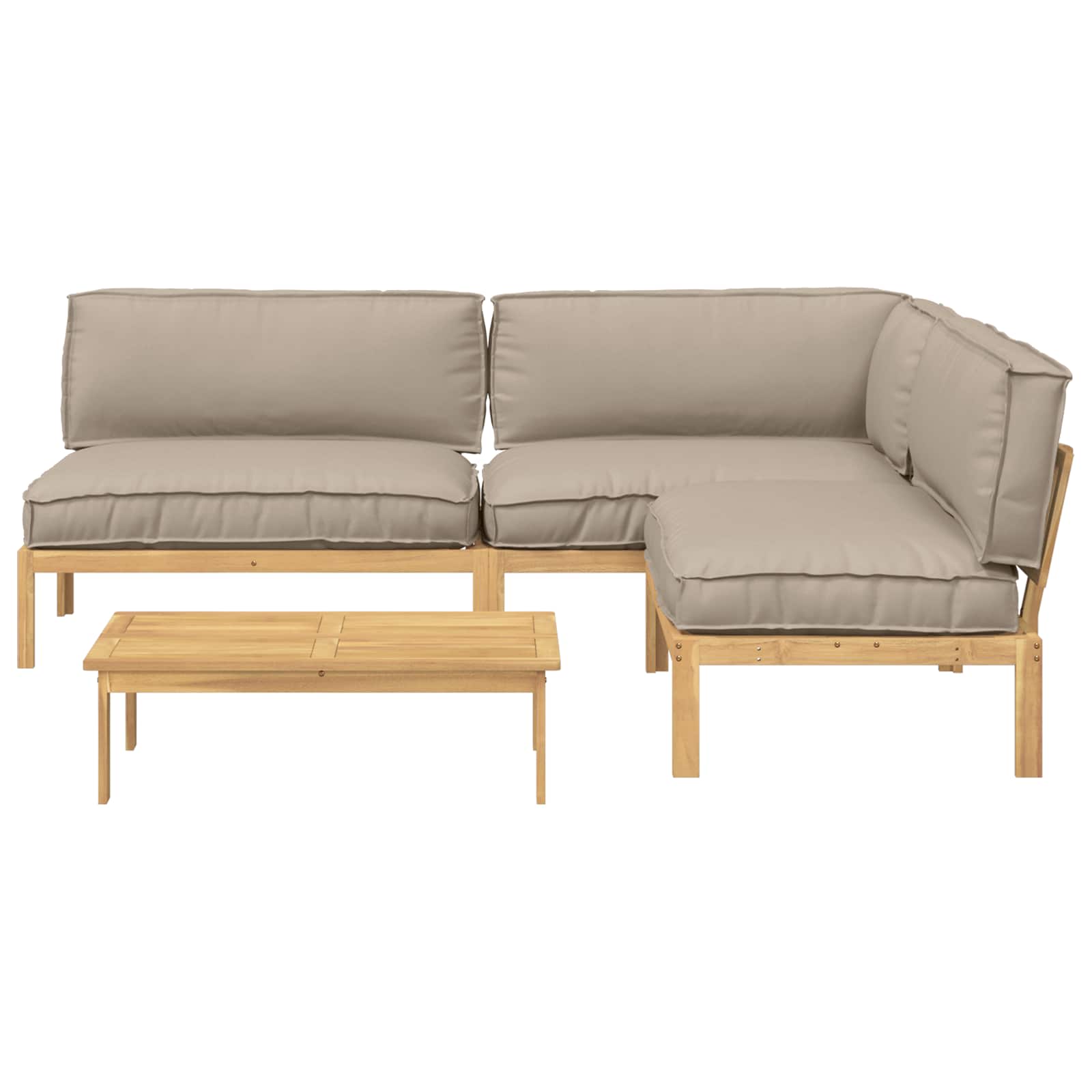 Sofa Set mit Kissen Uni 4 pcs Taupe Massivholz Akazie