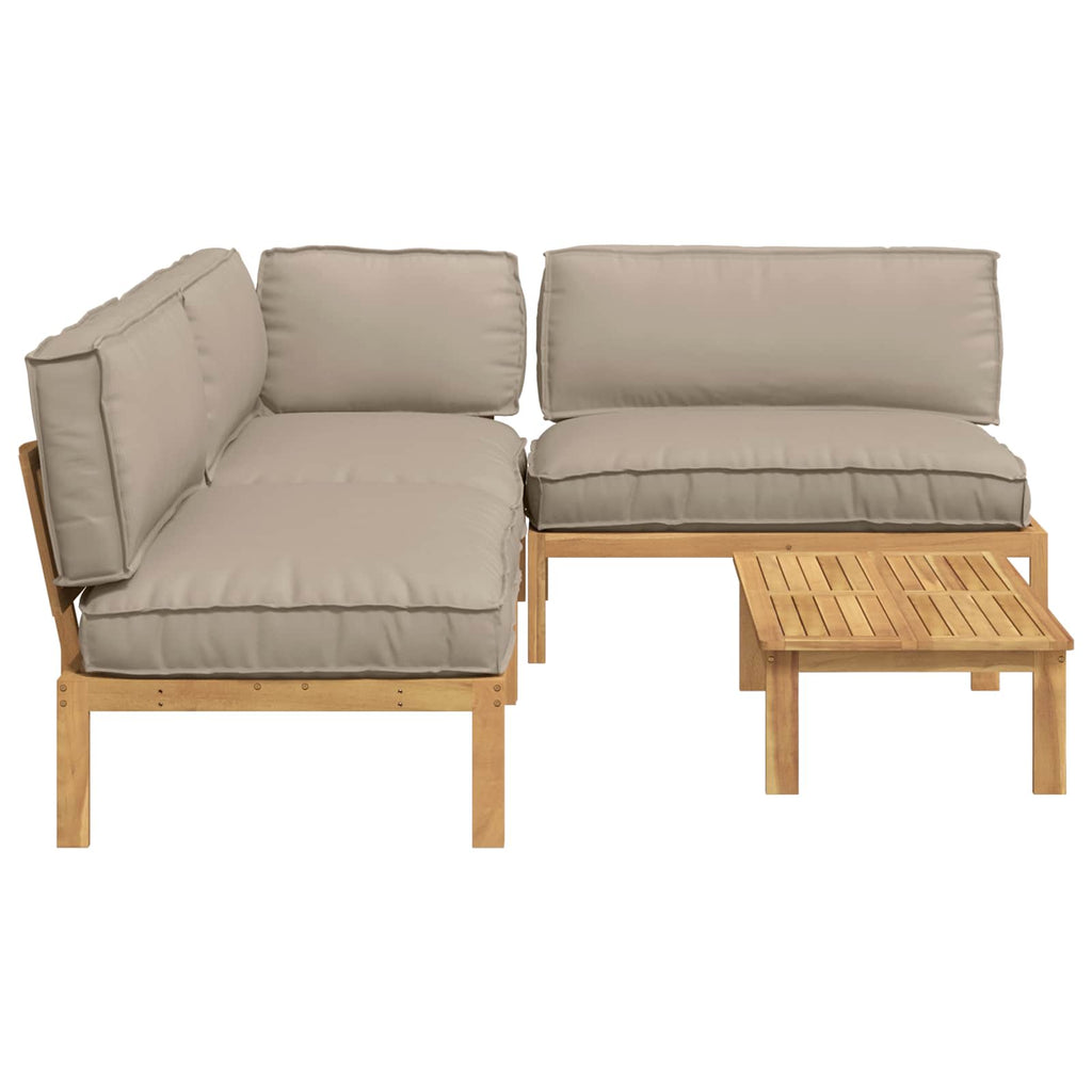 Sofa Set mit Kissen Uni 4 pcs Taupe Massivholz Akazie