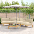 Sofa Set mit Kissen Uni 5 pcs Beige Massivholz Akazie