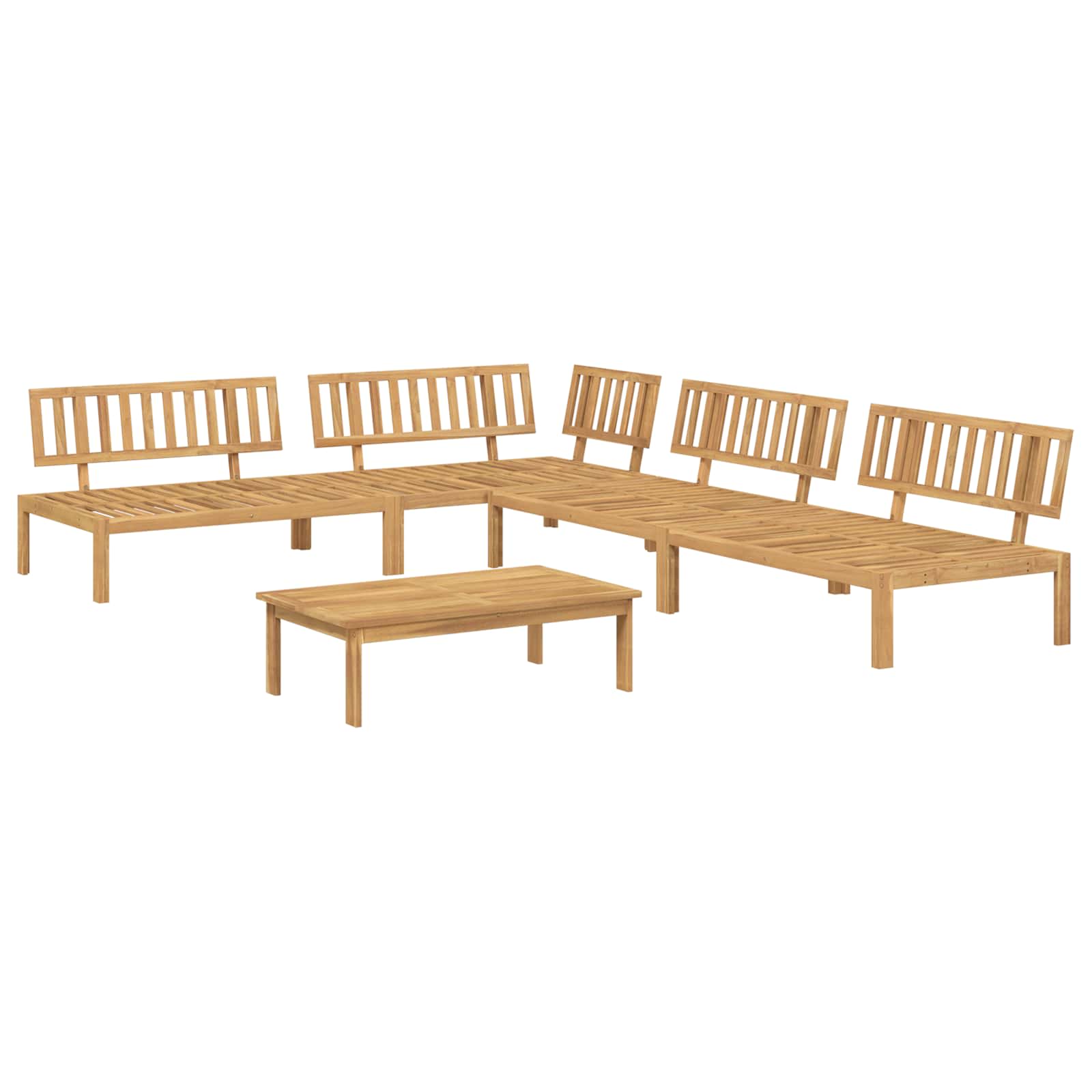 Sofa Set mit Kissen Uni 5 pcs Beige Massivholz Akazie