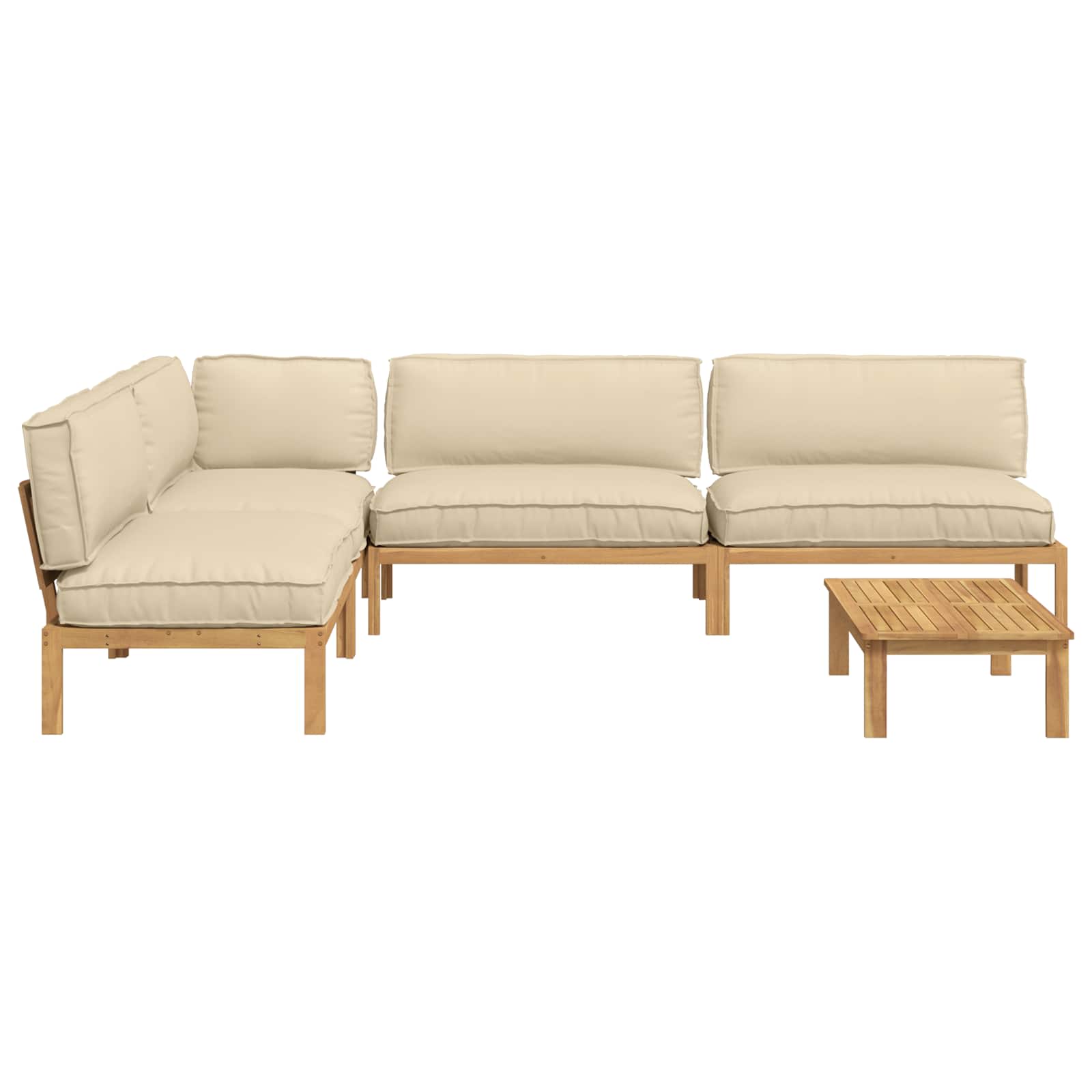 Sofa Set mit Kissen Uni 5 pcs Beige Massivholz Akazie