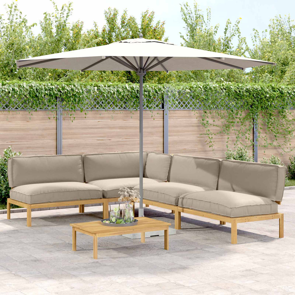 Sofa Set mit Kissen Uni 5 pcs Taupe Massivholz Akazie