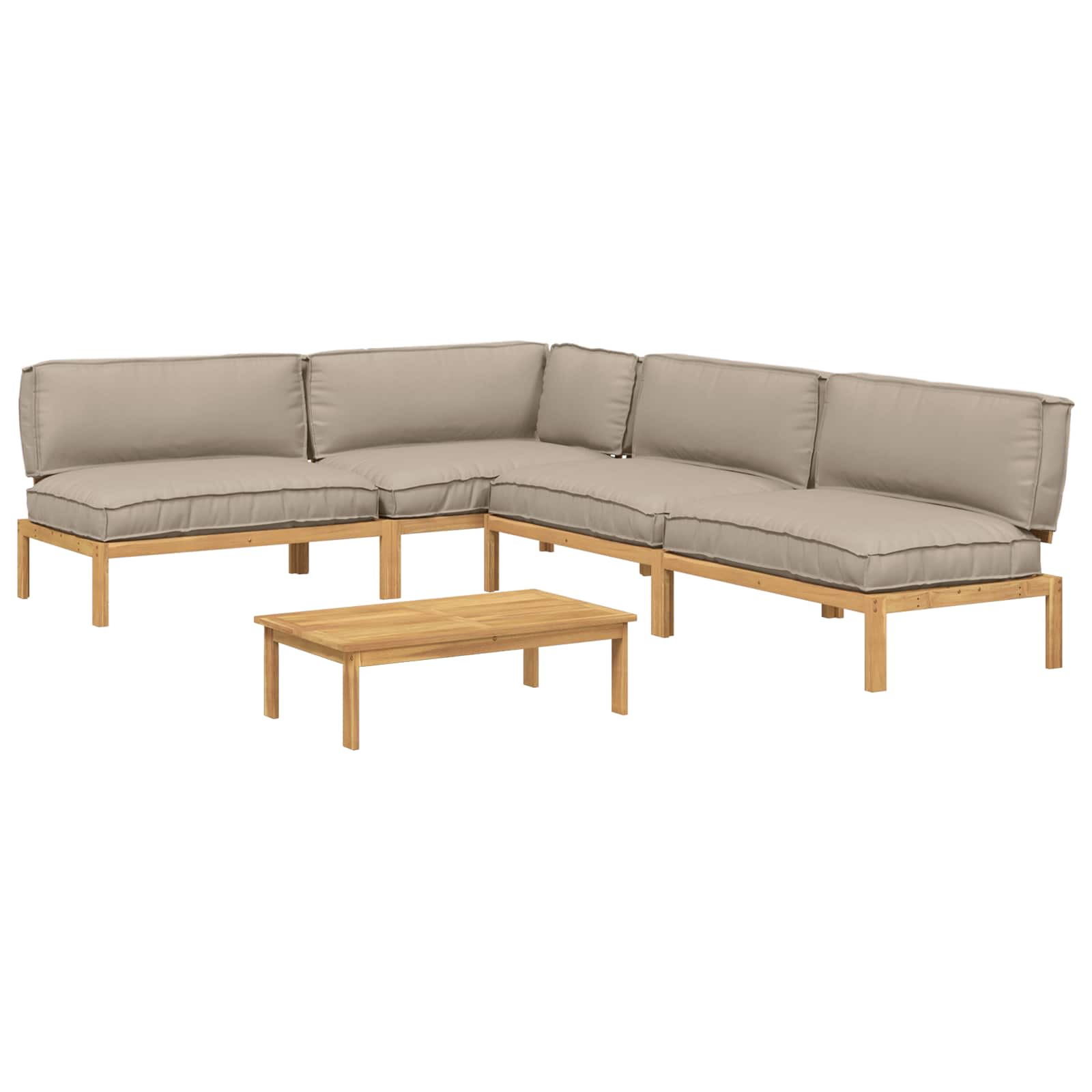 Sofa Set mit Kissen Uni 5 pcs Taupe Massivholz Akazie