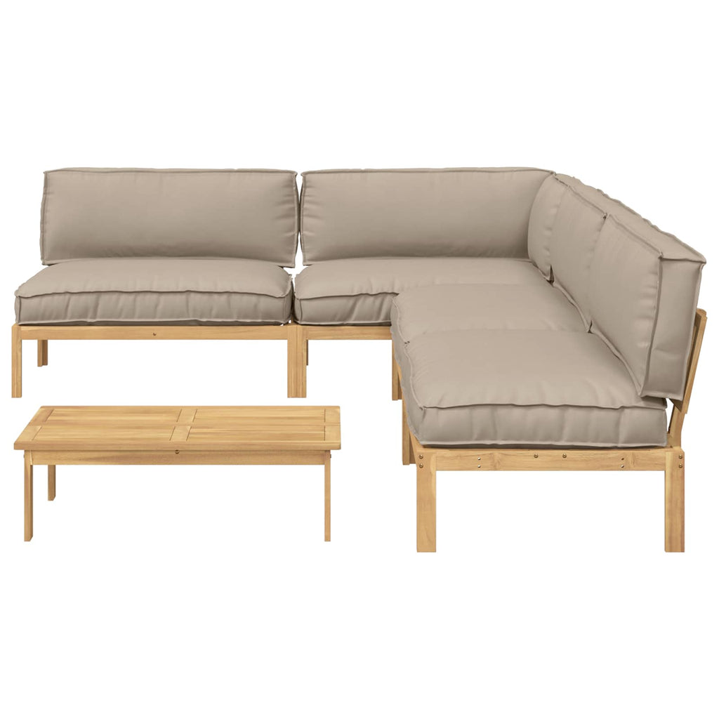 Sofa Set mit Kissen Uni 5 pcs Taupe Massivholz Akazie