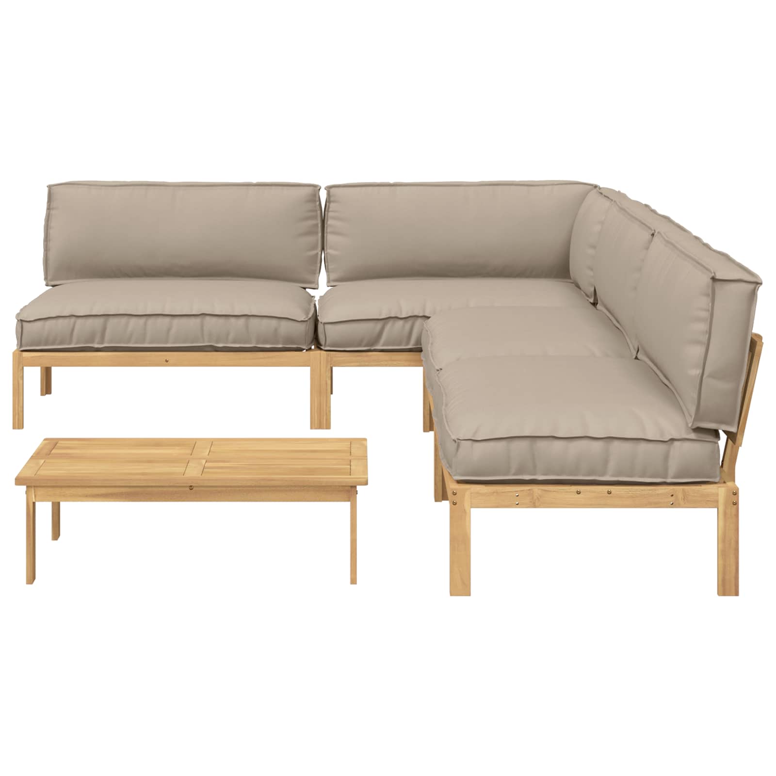 Sofa Set mit Kissen Uni 5 pcs Taupe Massivholz Akazie