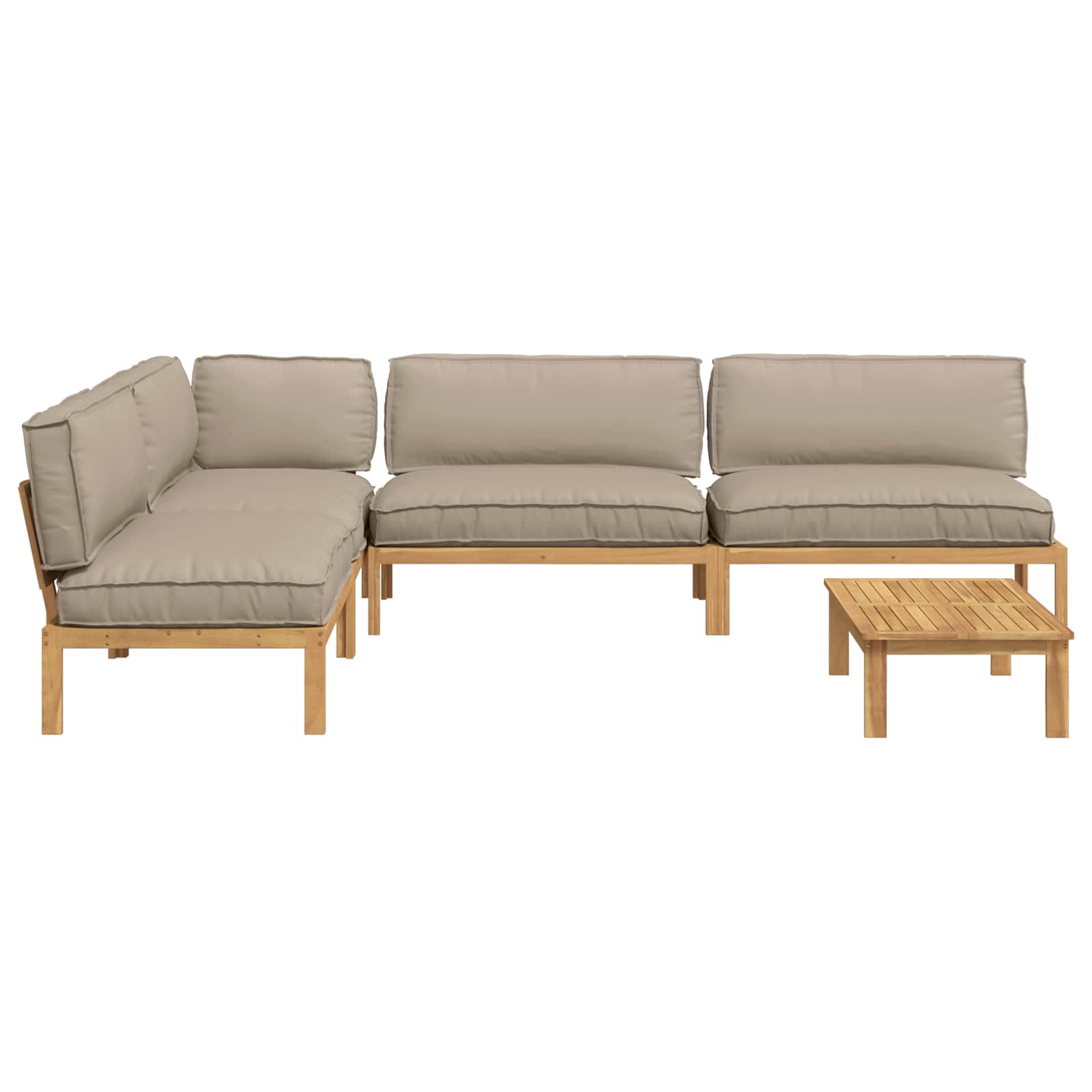 Sofa Set mit Kissen Uni 5 pcs Taupe Massivholz Akazie