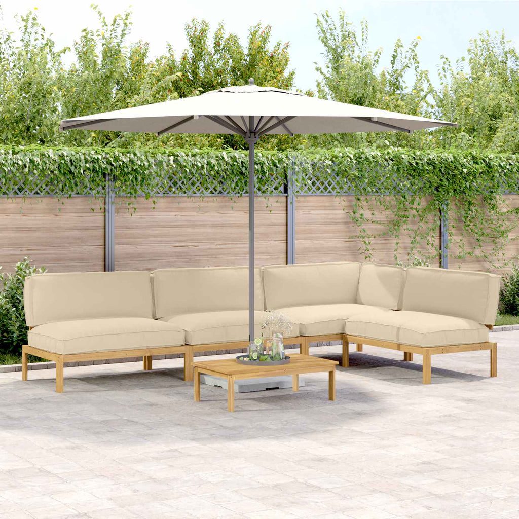 Sofa Set mit Kissen Uni 5 pcs Beige Massivholz Akazie