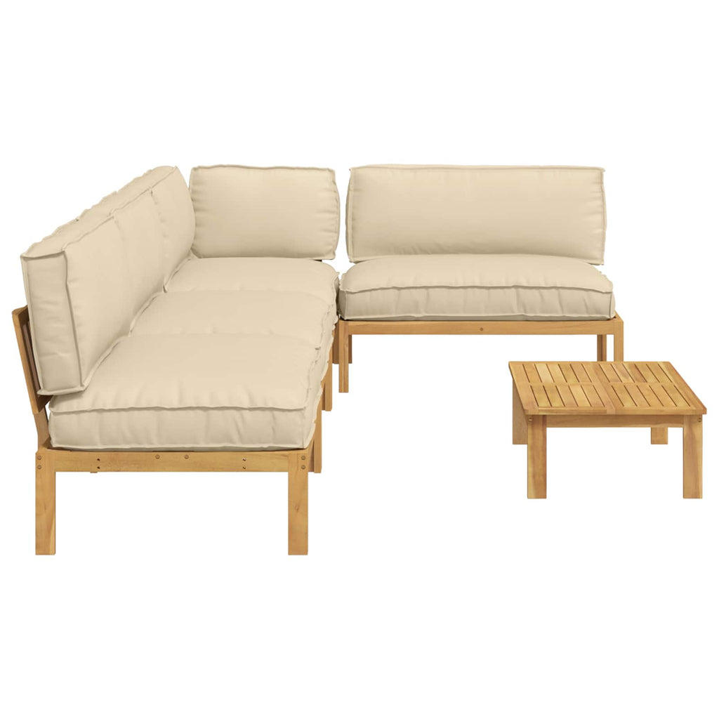 Sofa Set mit Kissen Uni 5 pcs Beige Massivholz Akazie