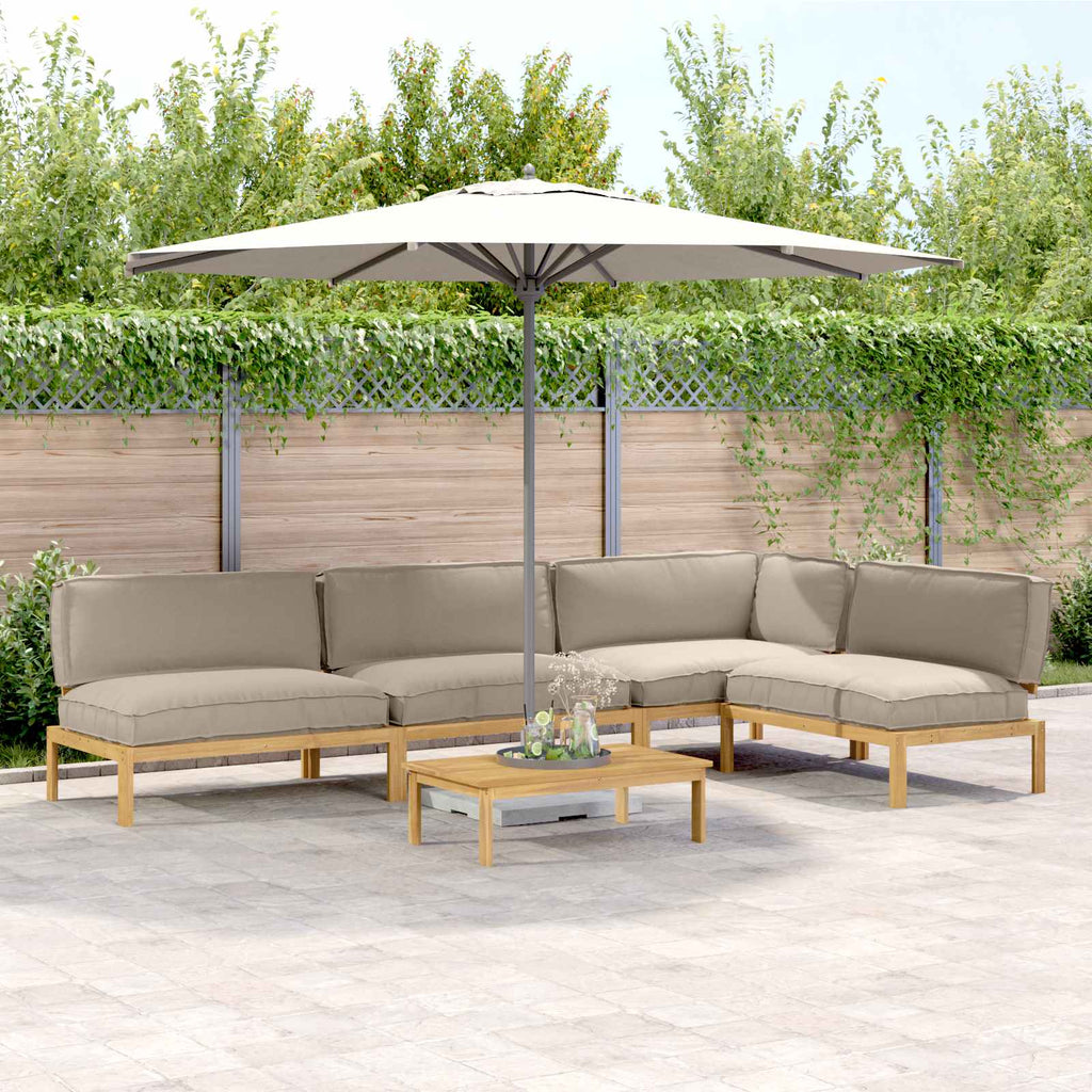 Sofa Set mit Kissen Uni 5 pcs Taupe Massivholz Akazie