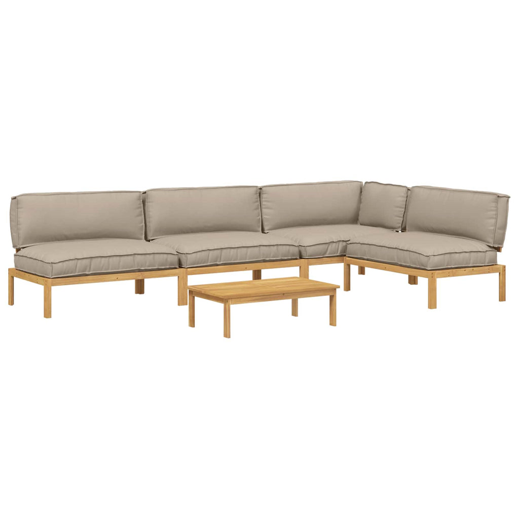 Sofa Set mit Kissen Uni 5 pcs Taupe Massivholz Akazie