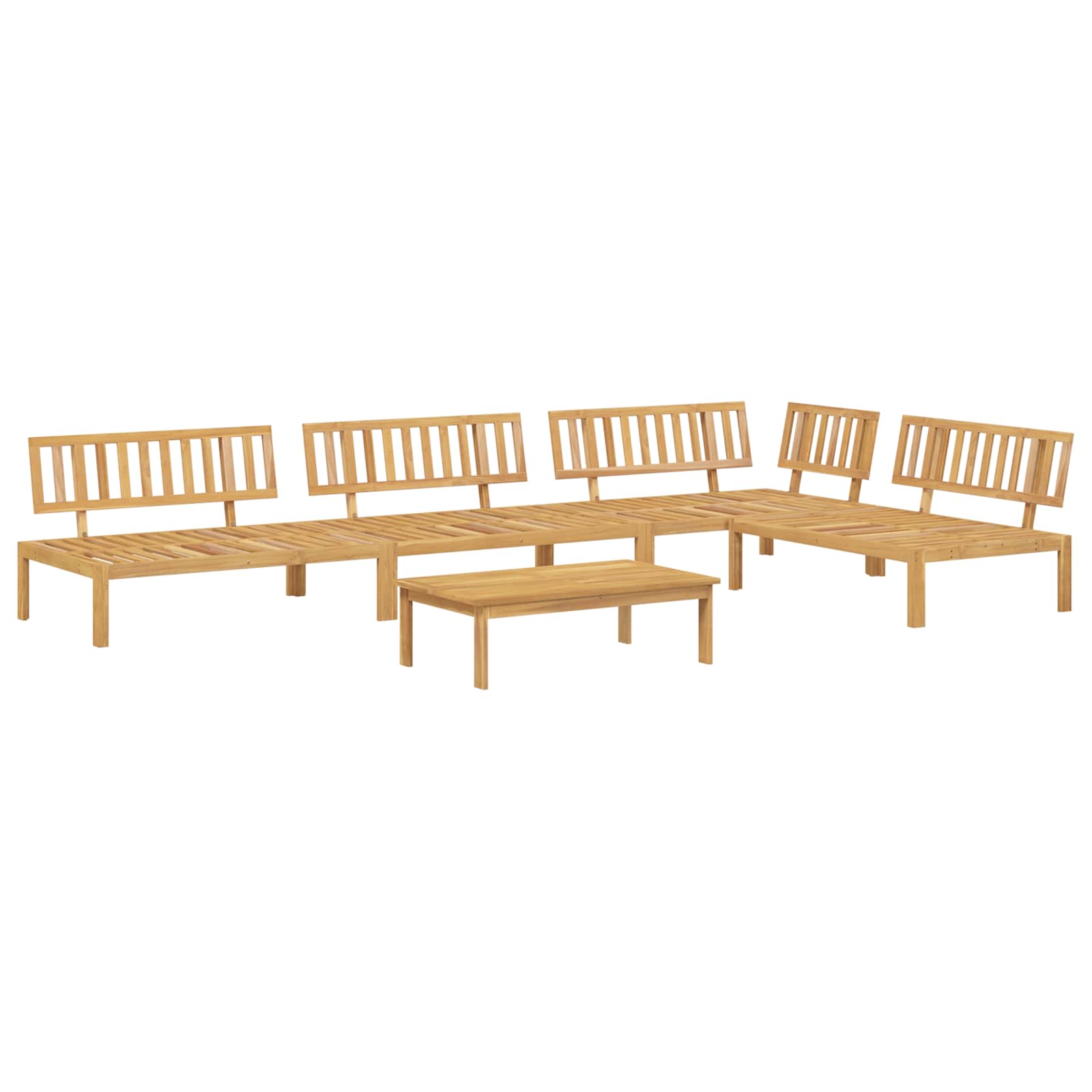 Sofa Set mit Kissen Uni 5 pcs Taupe Massivholz Akazie