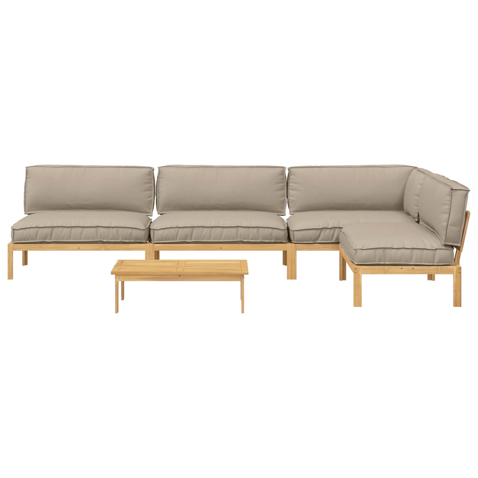 Sofa Set mit Kissen Uni 5 pcs Taupe Massivholz Akazie