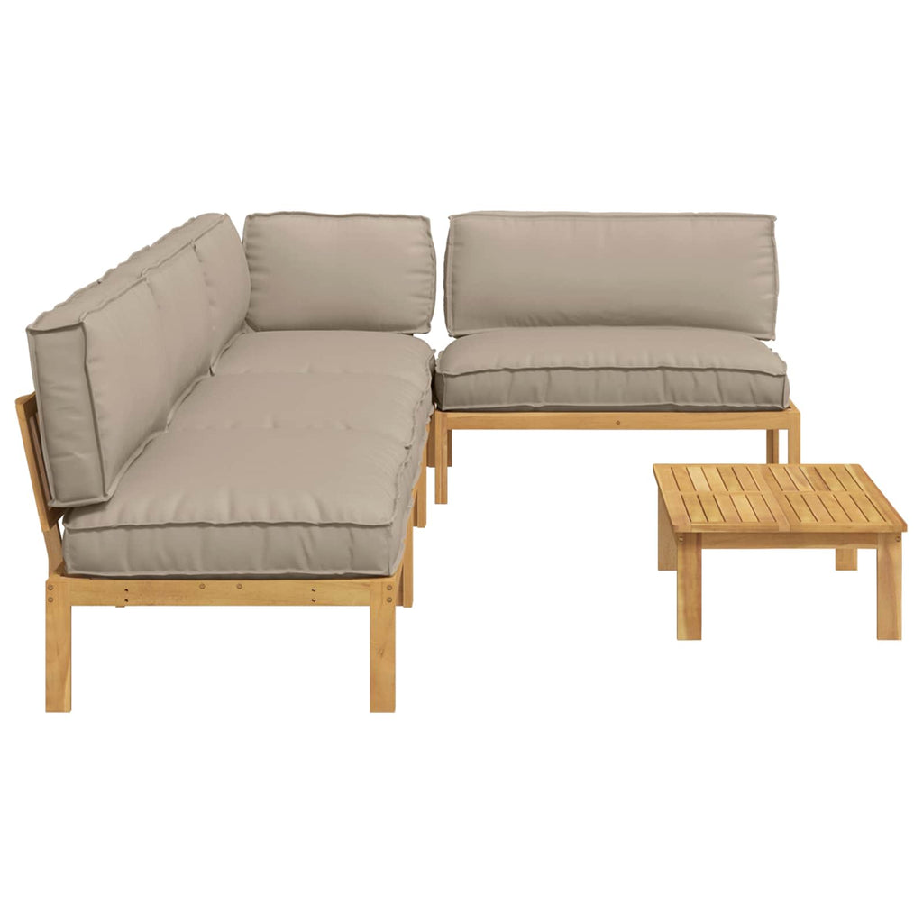Sofa Set mit Kissen Uni 5 pcs Taupe Massivholz Akazie