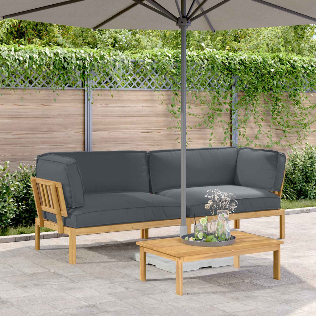 Sofa Set mit Kissen Uni 2 pcs Anthrazit Massivholz Akazie