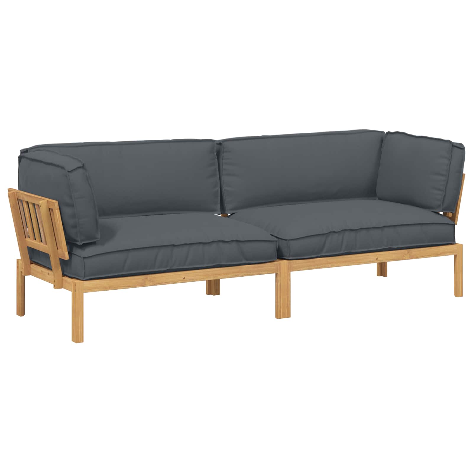 Sofa Set mit Kissen Uni 2 pcs Anthrazit Massivholz Akazie