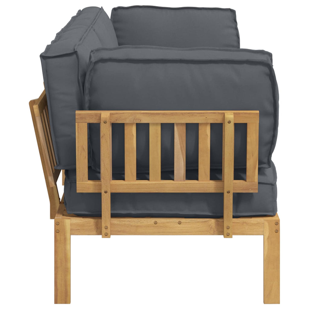 Sofa Set mit Kissen Uni 2 pcs Anthrazit Massivholz Akazie