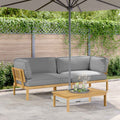 Sofa Set mit Kissen Uni 2 pcs Grau Massivholz Akazie