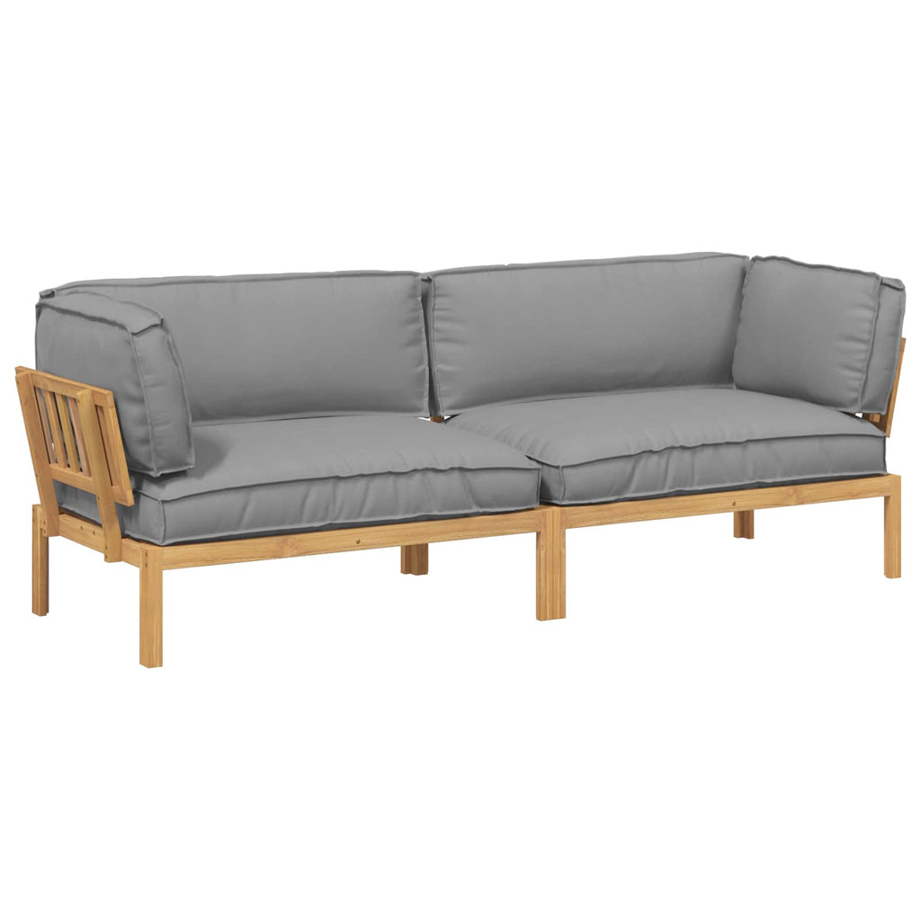 Sofa Set mit Kissen Uni 2 pcs Grau Massivholz Akazie