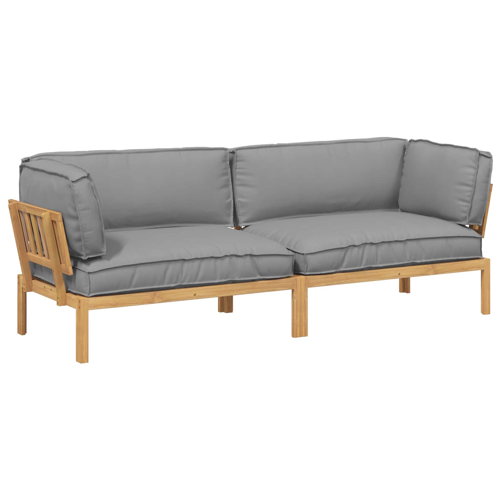 Sofa Set mit Kissen Uni 2 pcs Grau Massivholz Akazie