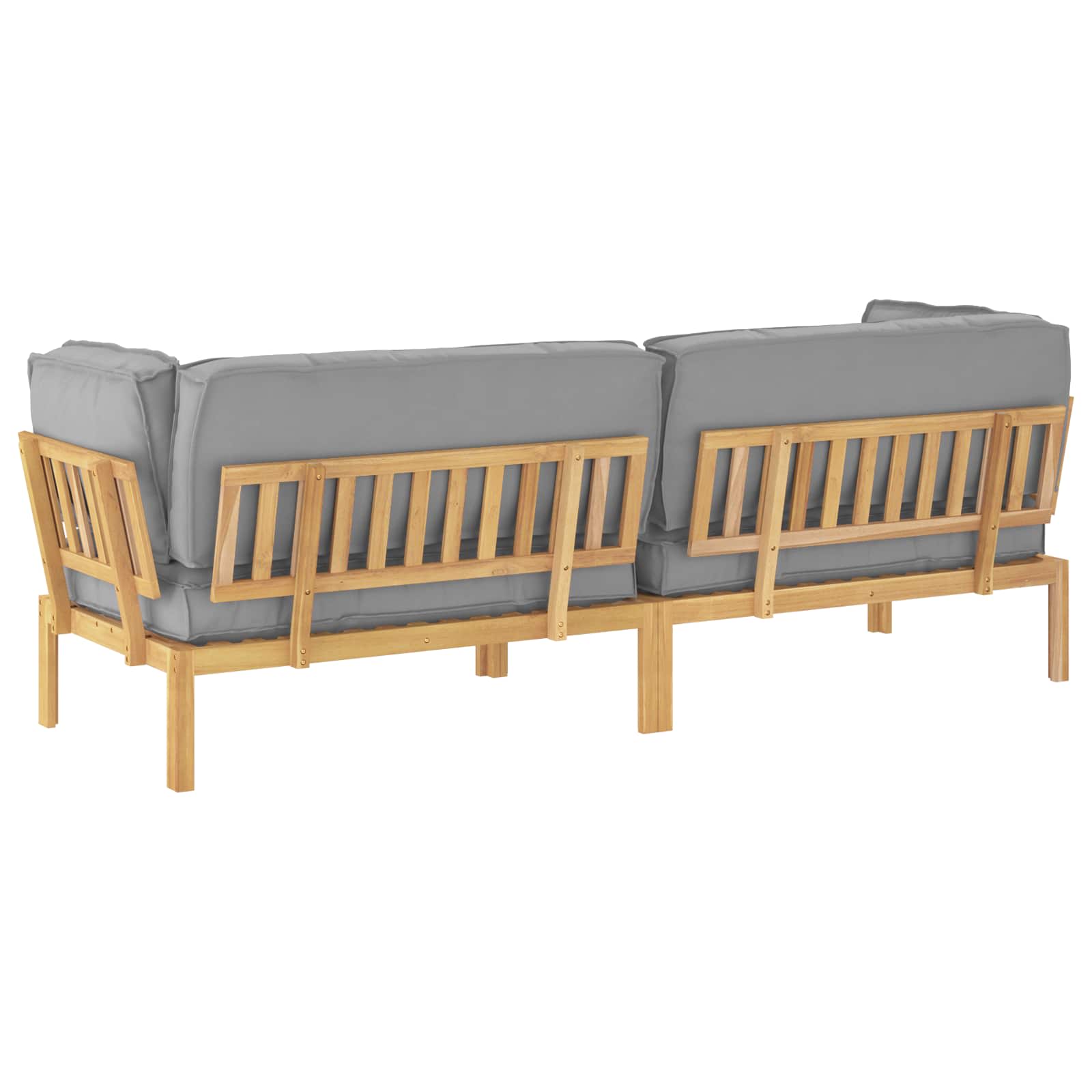 Sofa Set mit Kissen Uni 2 pcs Grau Massivholz Akazie