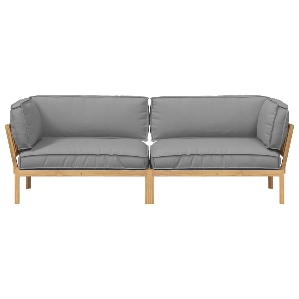 Sofa Set mit Kissen Uni 2 pcs Grau Massivholz Akazie