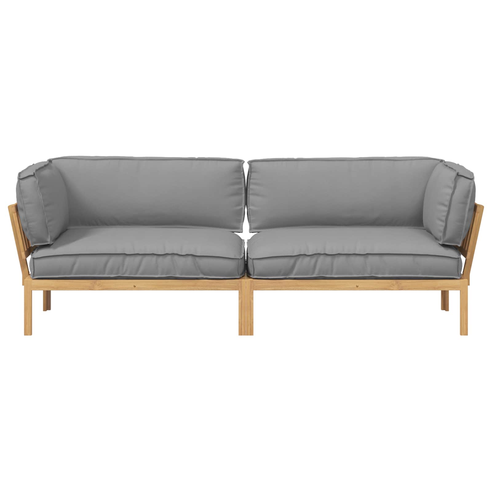 Sofa Set mit Kissen Uni 2 pcs Grau Massivholz Akazie
