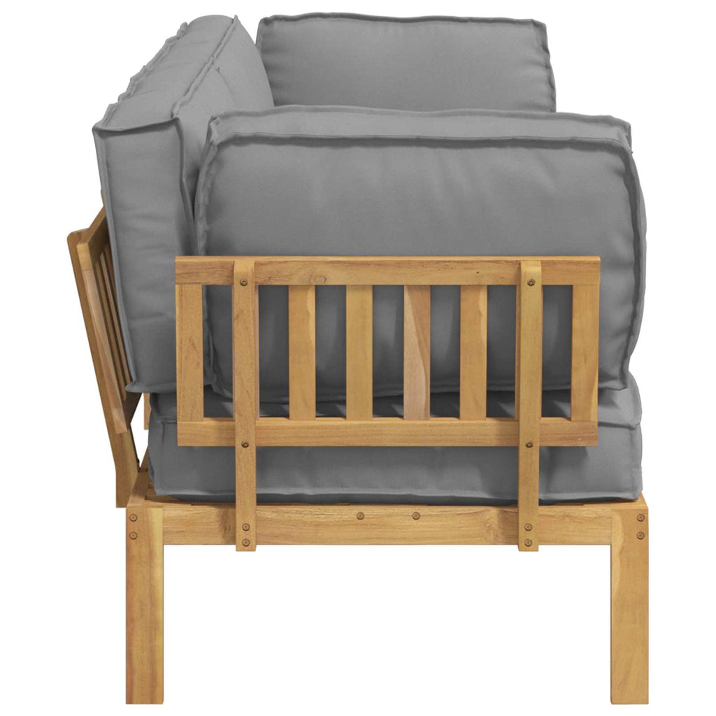 Sofa Set mit Kissen Uni 2 pcs Grau Massivholz Akazie