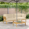 Sofa Set mit Kissen Uni 2 pcs Beige Massivholz Akazie