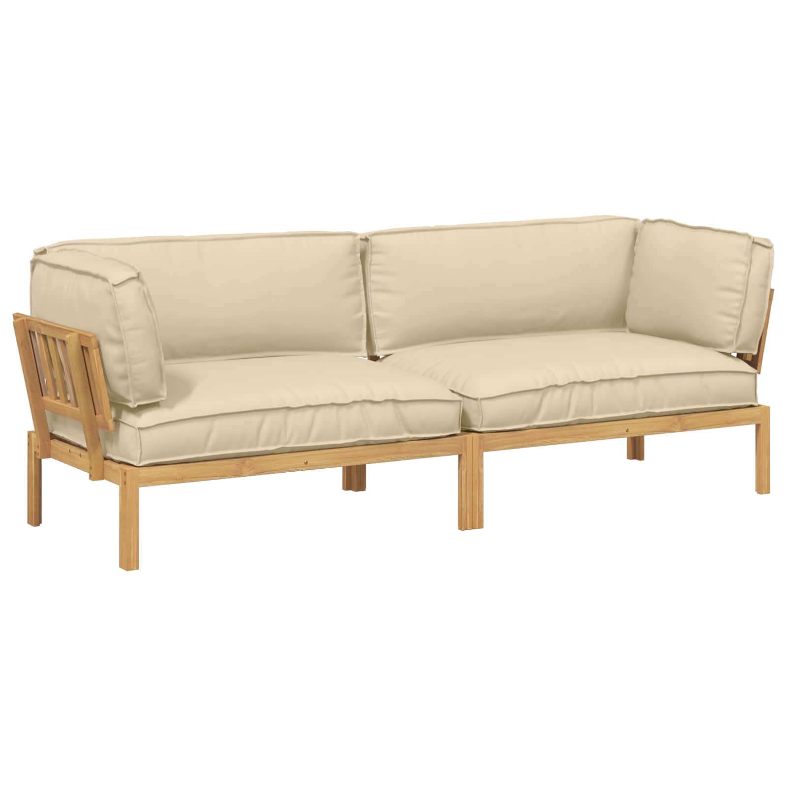 Sofa Set mit Kissen Uni 2 pcs Beige Massivholz Akazie