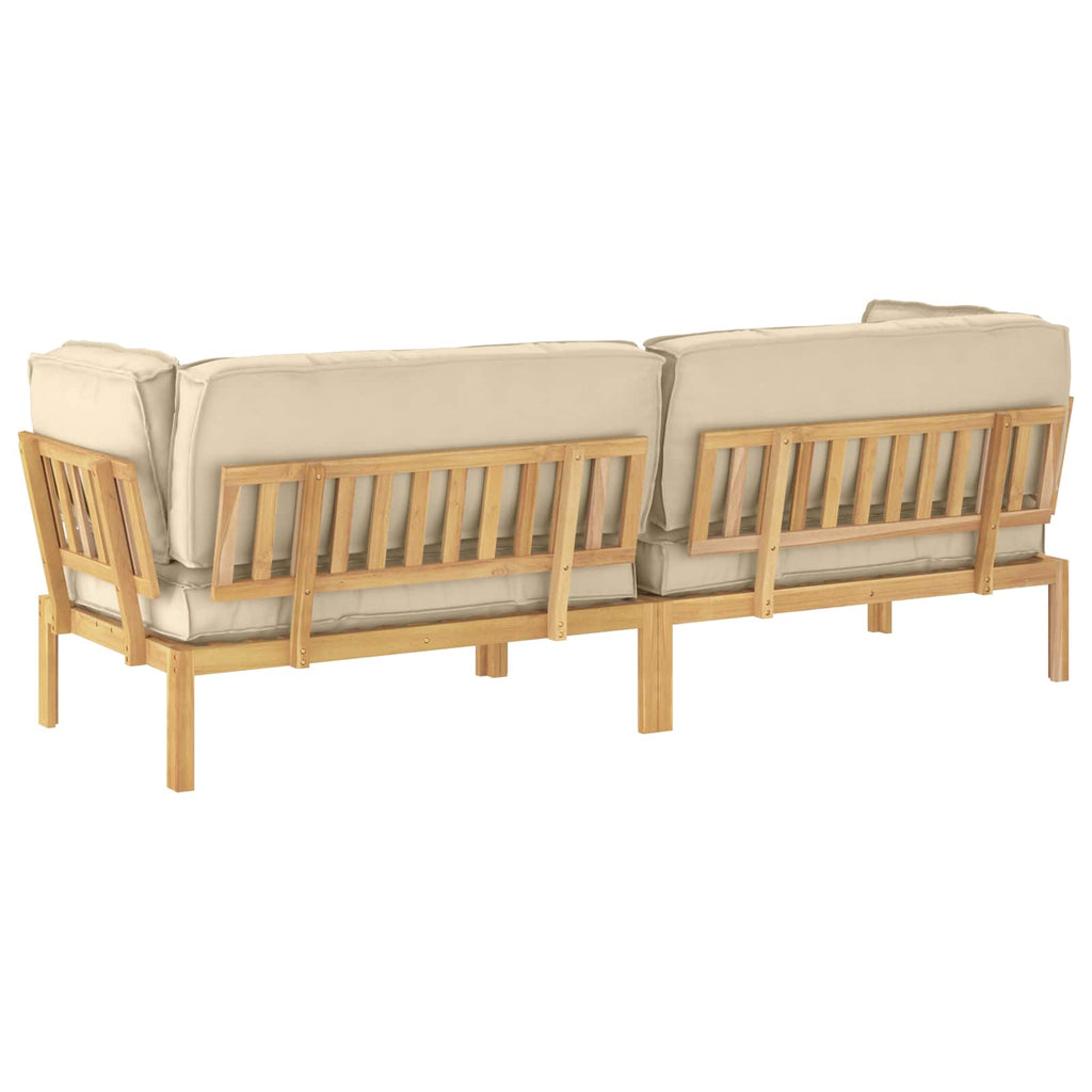 Sofa Set mit Kissen Uni 2 pcs Beige Massivholz Akazie
