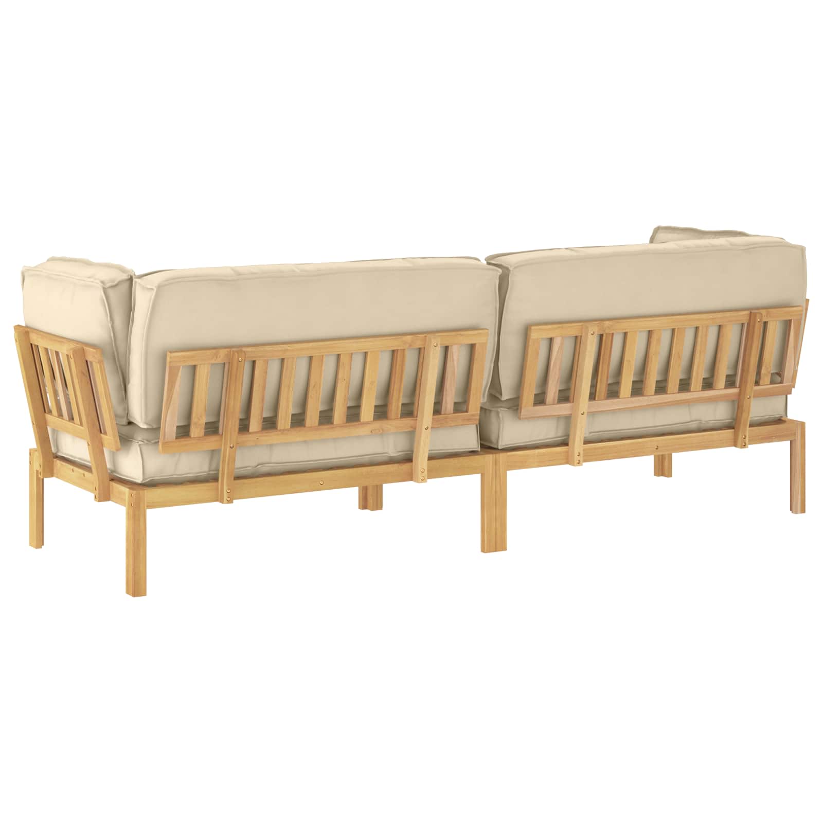 Sofa Set mit Kissen Uni 2 pcs Beige Massivholz Akazie