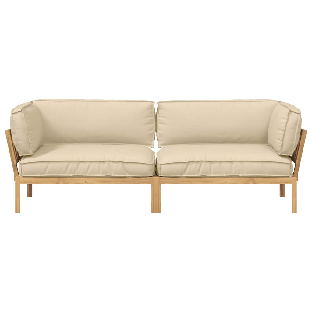 Sofa Set mit Kissen Uni 2 pcs Beige Massivholz Akazie