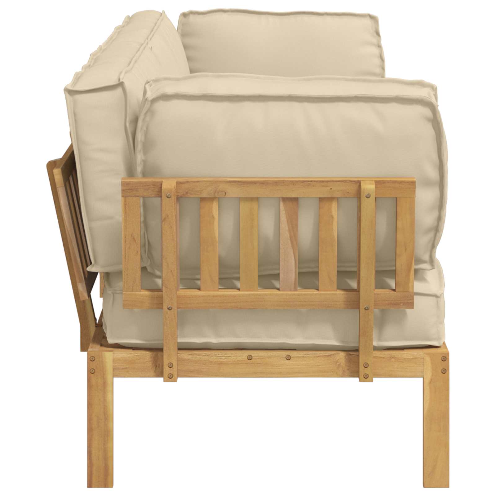 Sofa Set mit Kissen Uni 2 pcs Beige Massivholz Akazie