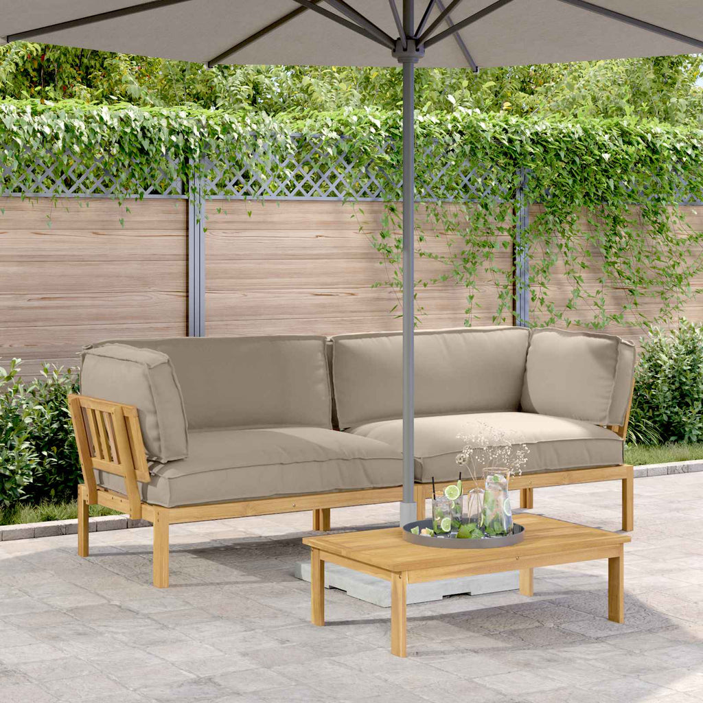 Sofa Set mit Kissen Uni 2 pcs Taupe Massivholz Akazie